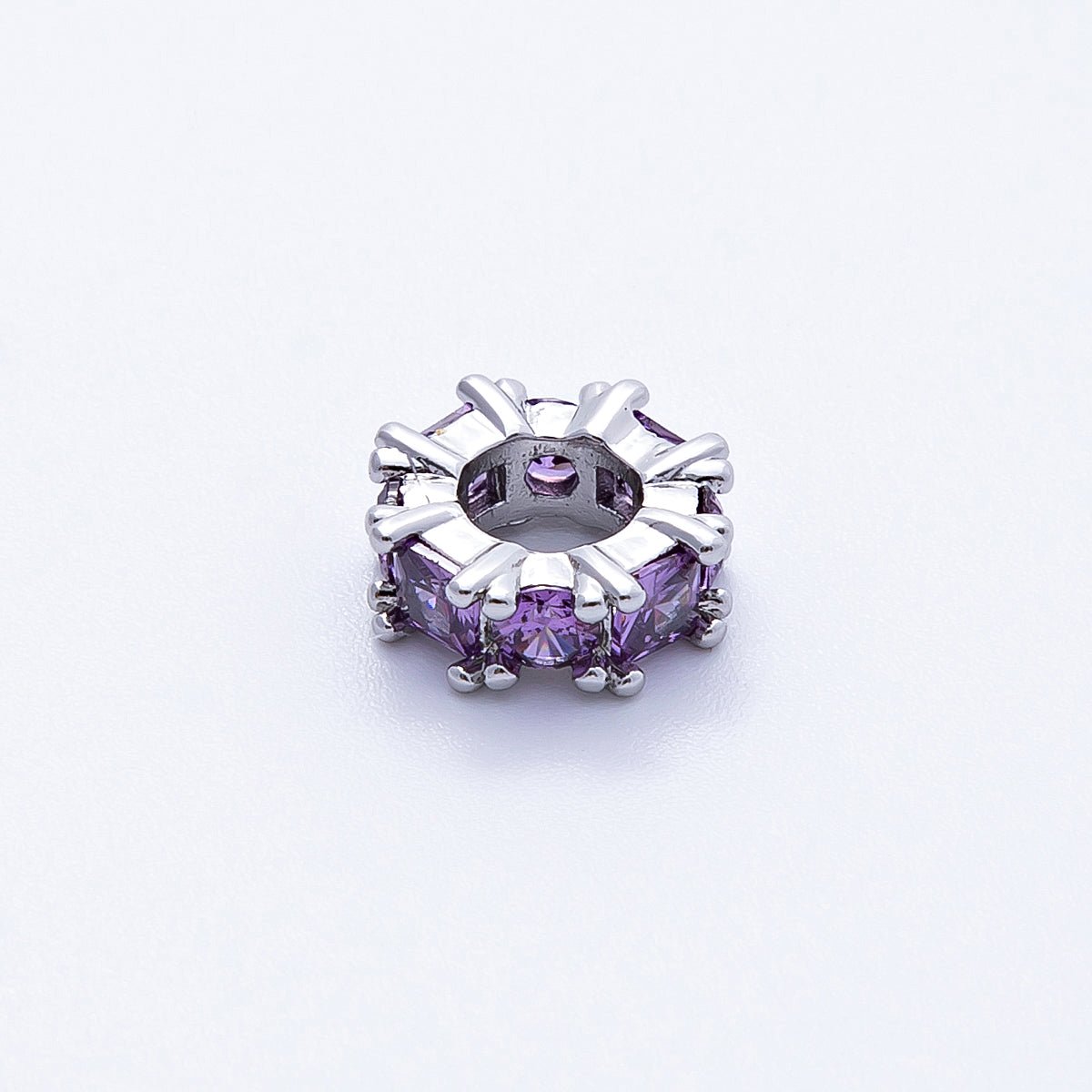 10mm Personalized Baguette Birthstone CZ Rondelle Spacer Set | Beads-00077 ~ Beads-00088