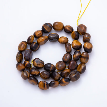 10mm Tiger Eye Multifaceted Pebble Gemstone Bead Strand Finding | WA-00498