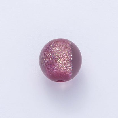 10pcs 12mm Green, Red, Grey, Purple, Black, Pink Glitter Resin Round Bead | B680 - B685