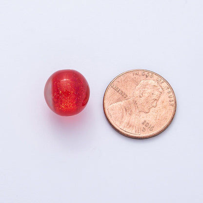 10pcs 12mm Green, Red, Grey, Purple, Black, Pink Glitter Resin Round Bead | B680 - B685