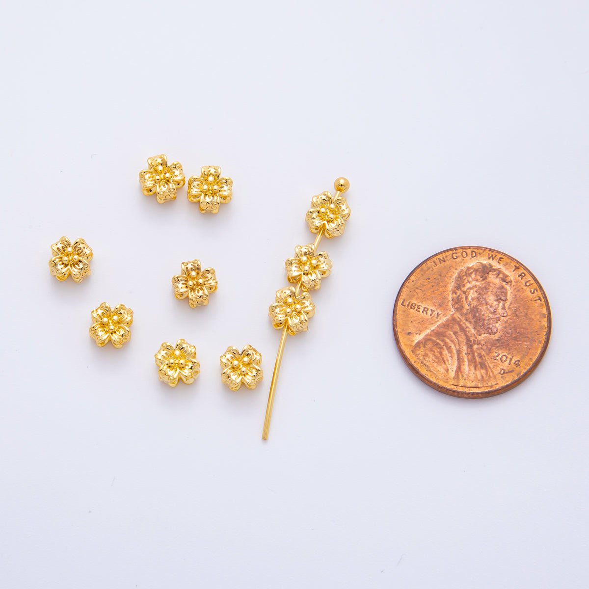 10pcs 18K Gold Filled 5mm Tiny Floral Flower Bead Spacer | AF-A1080