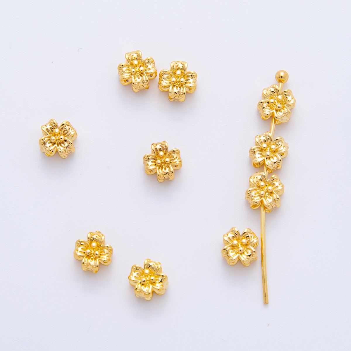 10pcs 18K Gold Filled 5mm Tiny Floral Flower Bead Spacer | AF-A1080