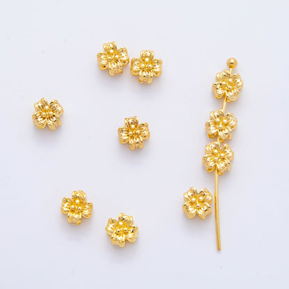 10pcs 18K Gold Filled 5mm Tiny Floral Flower Bead Spacer | AF-A1080