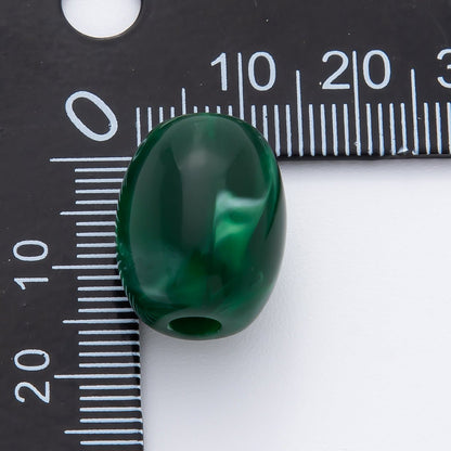 10pcs 18mm Dark Blue, Green, Brown, Light Blue, White Marble Resin Oval Bead Set | Beads-00029 - Beads-00033