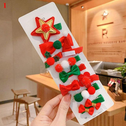 10pcs Cartoon Christmas Hairpin For Kids Lovely Pom-pom Children Hairpins Christmas Tree Decrative Hair Clips Fashion Hair Accessories For Women