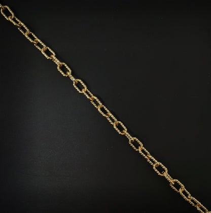 10x6mm 24k Gold Filled Paper Clip Chain Twisted Texturized Tubed Chain, Elongated Oval Chain by Yard for Necklace Bracelet Supply | ROLL-088