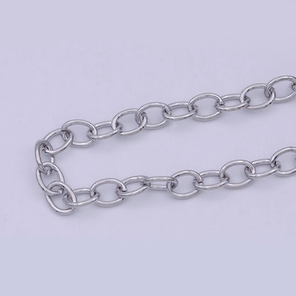 10X7.5mm ROLO Cable Unfinished Gold Plated Chain For Jewelry Making, Rhodium Plated Wholesale Bulk Roll Chain, Silver Jewelry Supply Component | ROLL-714 Clearance Pricing