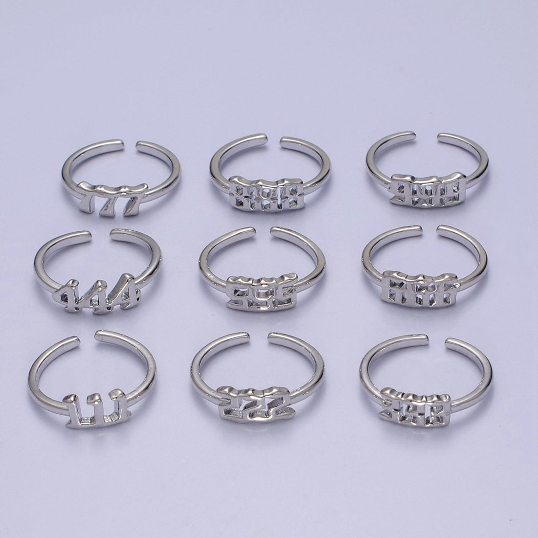 111 222 333 444 555 777 999 888 Angel Number Ring Silver Custom Jewelry Number Ring Open Adjustable Trend Ring O2047-O2055