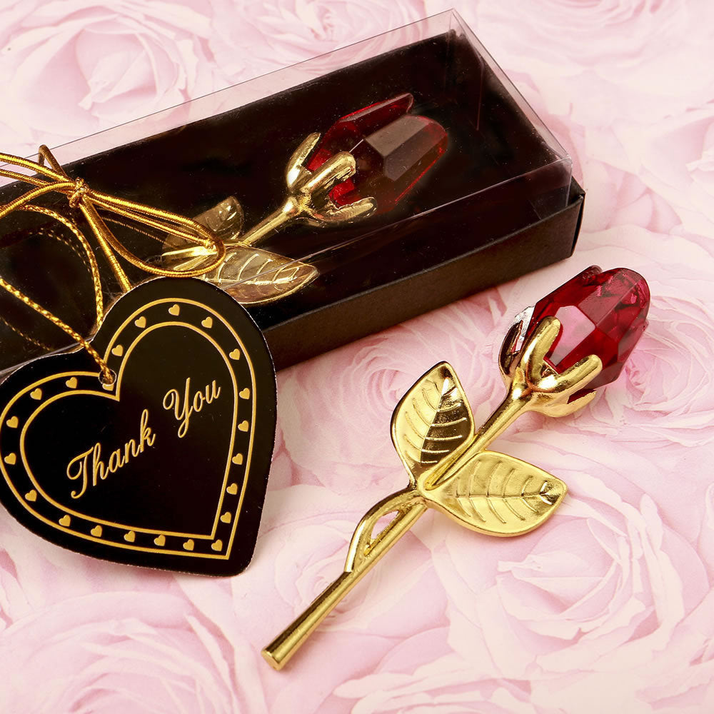 Crystal Golden Rose Flower Valentine&