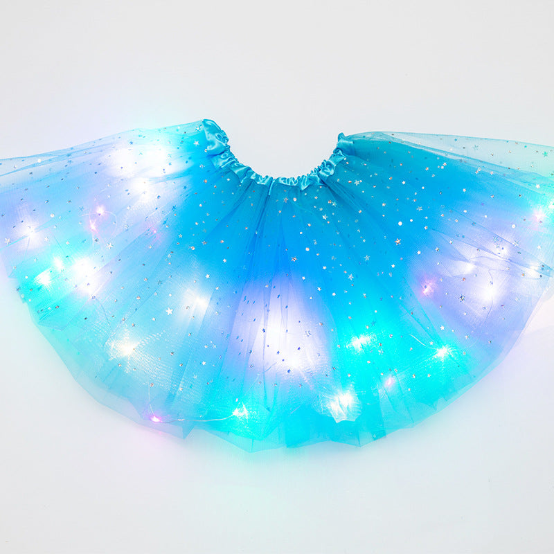 Magical &amp; Luminous  LED Princess Halloween Tutu Skirt Sequins Shiny Skirt