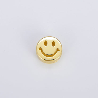 11.5mm Smiley Face Beads, Emoji Beads, Happy Face, Gold Cute Spacer Beads, Necklace And Bracelet Making, Jewelry Supplies B-484