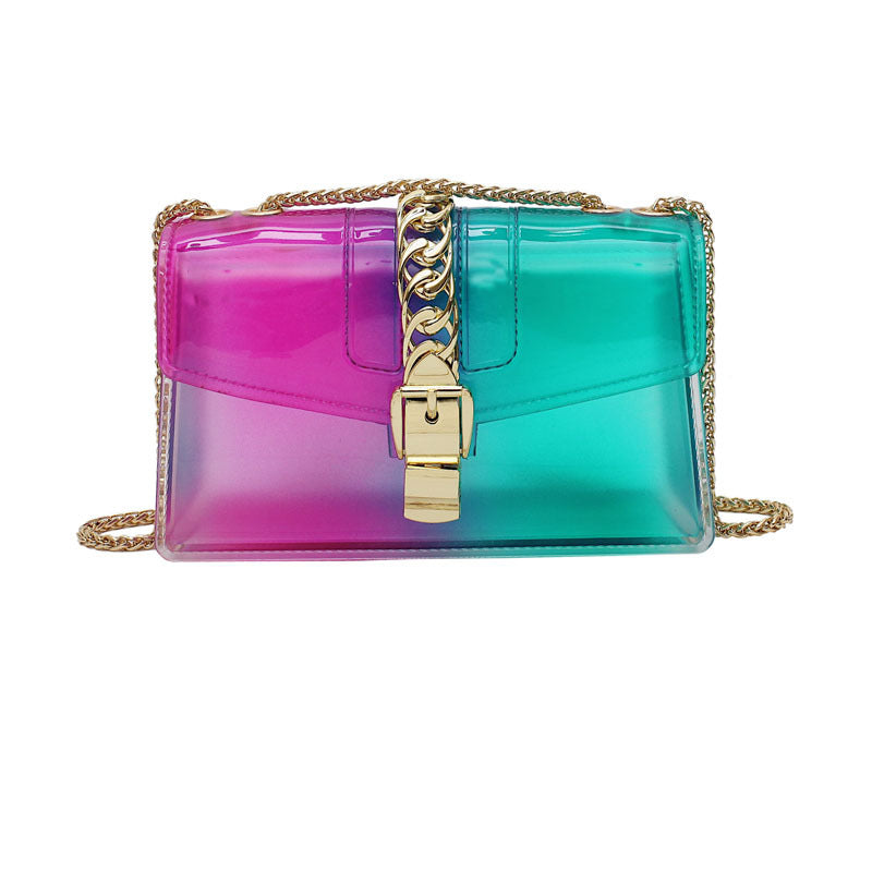 Mini summer transparent jelly bag, candy color silicone color bag, versatile chain small crossbody bag
