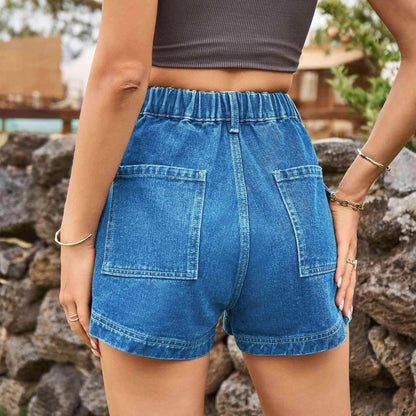 High-Waist Denim Shorts with Pockets for Casual Style