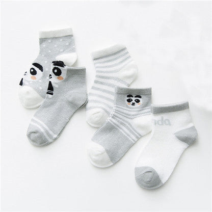 5 Pairs Cute Summer Breathable Mesh Cotton Infant Baby Socks For Newborn Boys And Girls