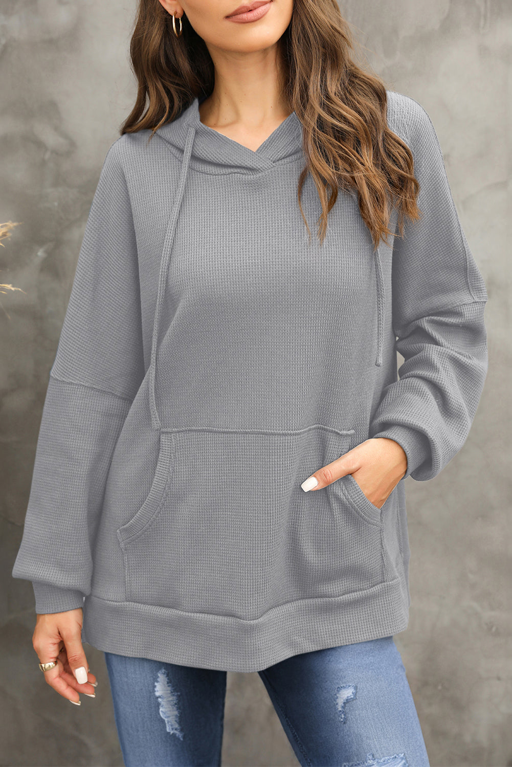 Cozy Waffle Knit Back-to-School Hoodie