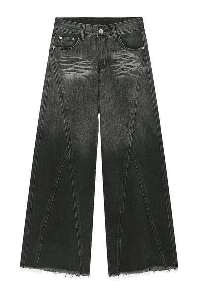 Raw Hem Jeans With Pockets For Effortless Style