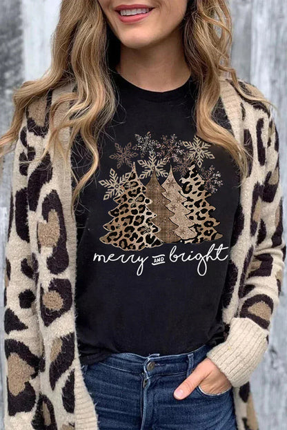 White Leopard Christmas Tree Graphic Tee – Festive &amp; Fierce Crewneck