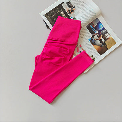 Seamless Womens High-Waisted Tummy-Control And Buttock-Lifting Peach Pants For Fitness