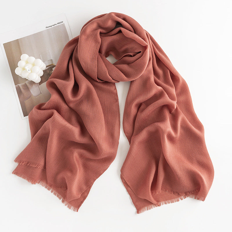 Herringbone Pattern Monochrome Artificial Cashmere Scarf Women&