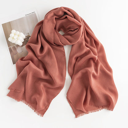 Herringbone Pattern Monochrome Artificial Cashmere Scarf Women&