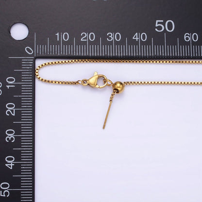 1.1mm Adjustable Box Chain Necklace Gold Up To 20" long | WA-2422