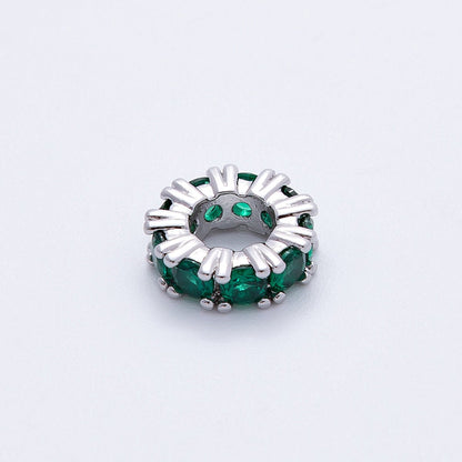 11mm Birthstone Micro Paved CZ Personalized Rondelle Spacer Set | Beads-00052 ~ Beads-00063