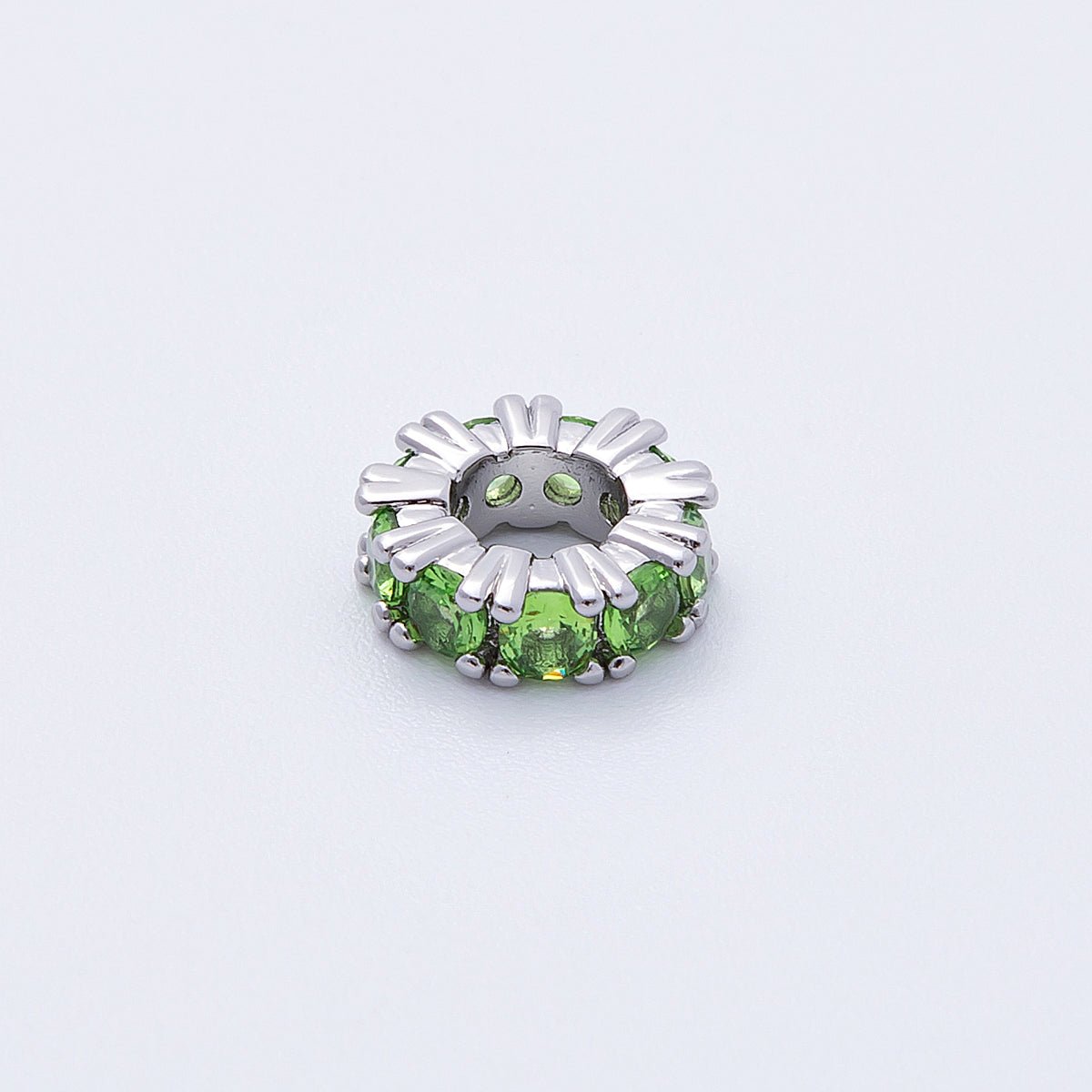 11mm Birthstone Micro Paved CZ Personalized Rondelle Spacer Set | Beads-00052 ~ Beads-00063