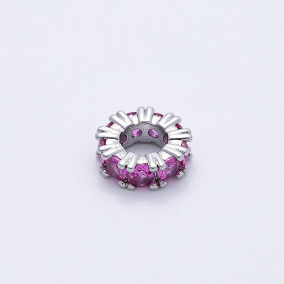 11mm Birthstone Micro Paved CZ Personalized Rondelle Spacer Set | Beads-00052 ~ Beads-00063