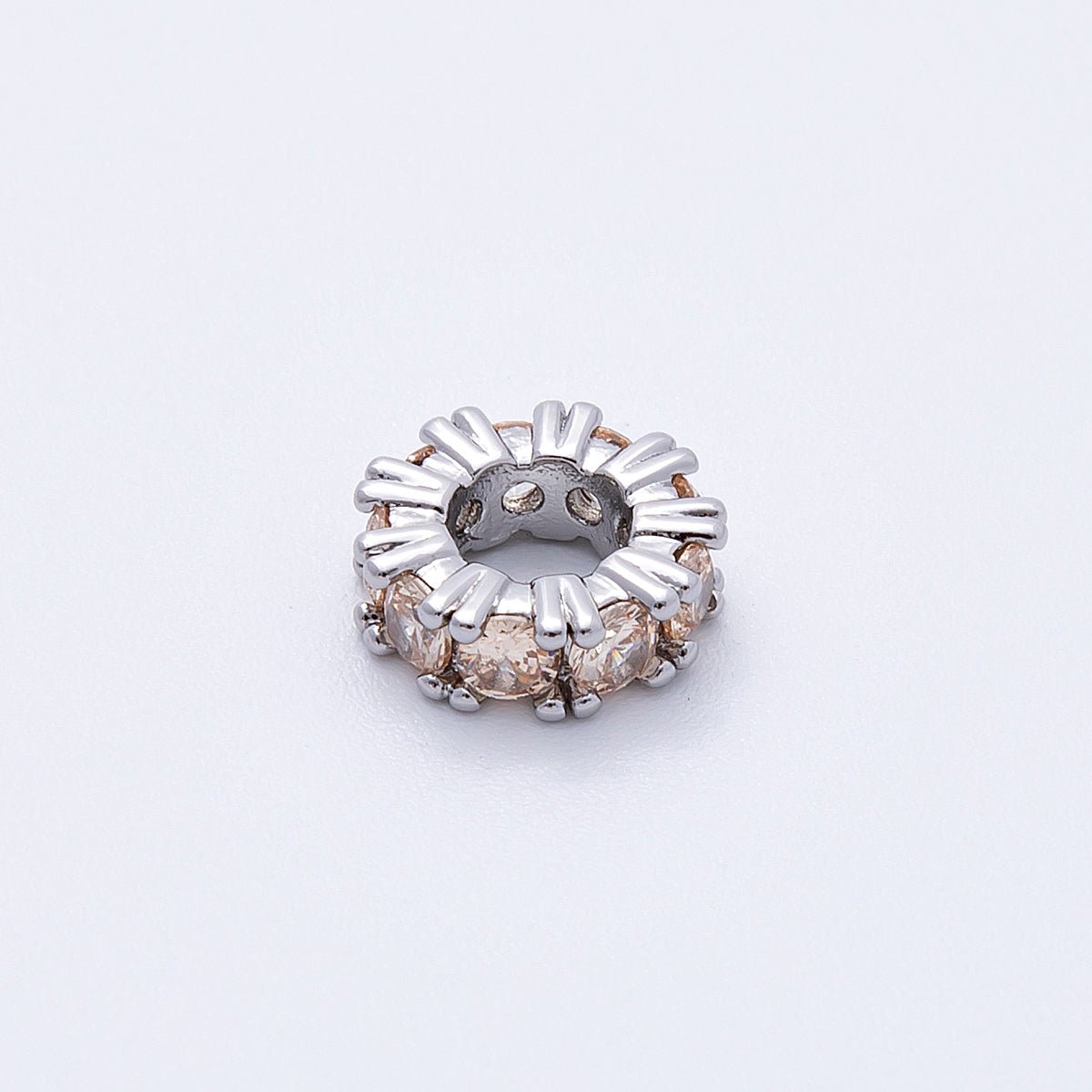 11mm Birthstone Micro Paved CZ Personalized Rondelle Spacer Set | Beads-00052 ~ Beads-00063