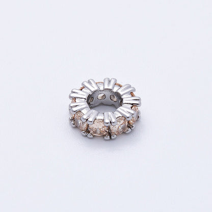 11mm Birthstone Micro Paved CZ Personalized Rondelle Spacer Set | Beads-00052 ~ Beads-00063