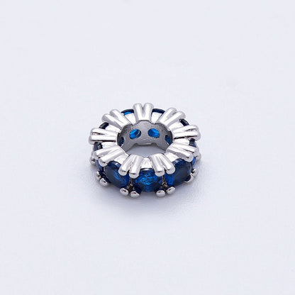 11mm Birthstone Micro Paved CZ Personalized Rondelle Spacer Set | Beads-00052 ~ Beads-00063