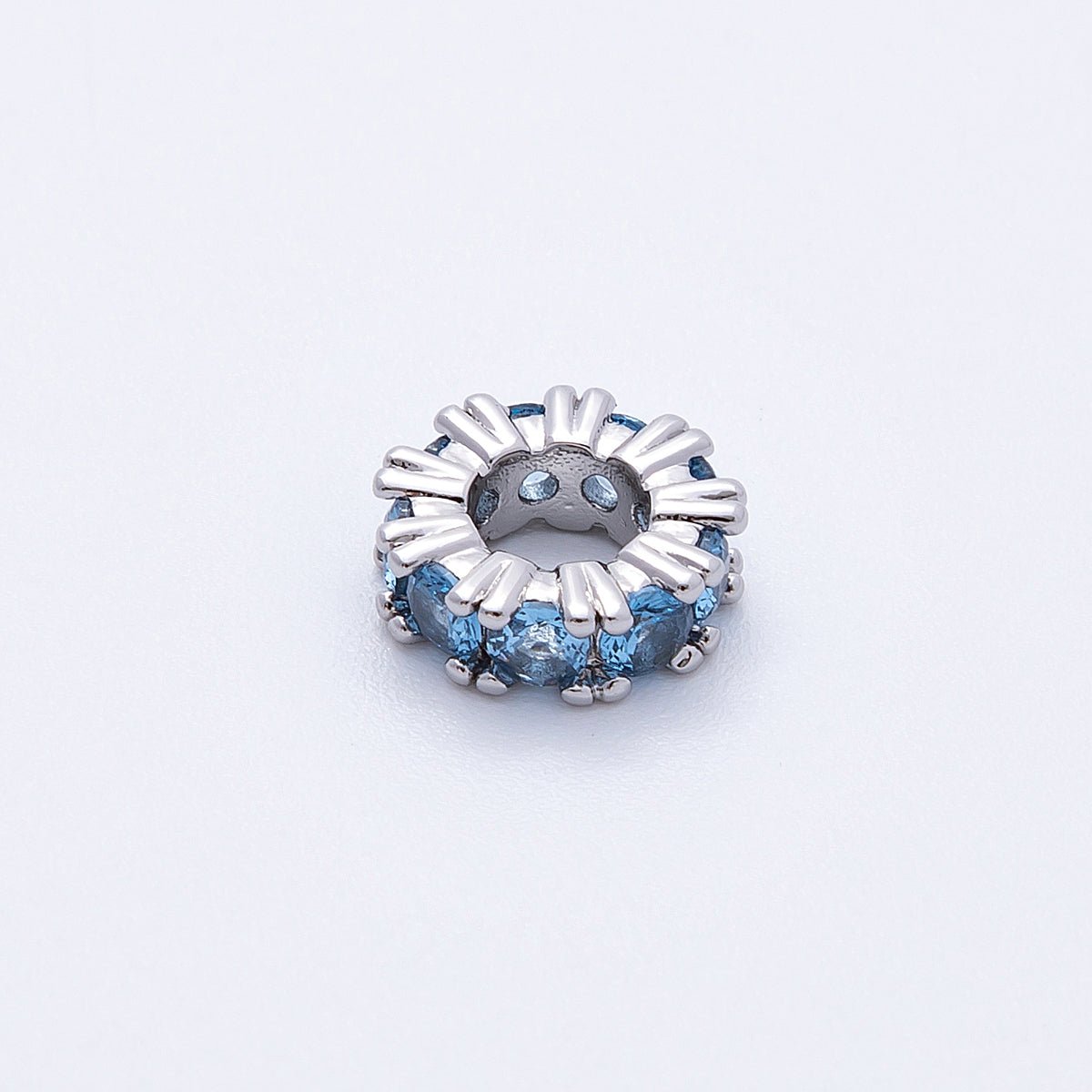 11mm Birthstone Micro Paved CZ Personalized Rondelle Spacer Set | Beads-00052 ~ Beads-00063