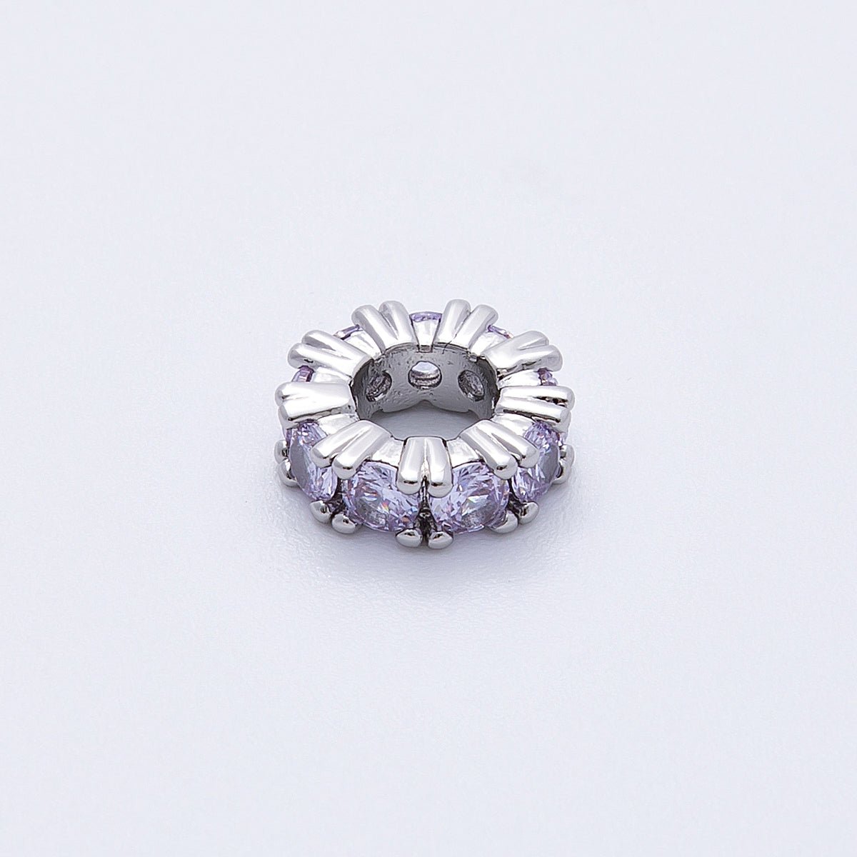 11mm Birthstone Micro Paved CZ Personalized Rondelle Spacer Set | Beads-00052 ~ Beads-00063