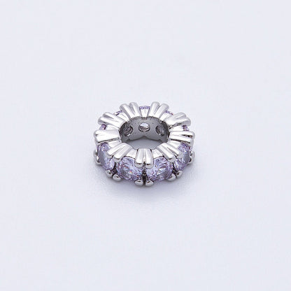 11mm Birthstone Micro Paved CZ Personalized Rondelle Spacer Set | Beads-00052 ~ Beads-00063