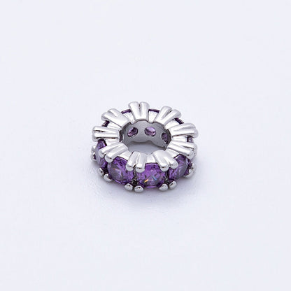 11mm Birthstone Micro Paved CZ Personalized Rondelle Spacer Set | Beads-00052 ~ Beads-00063
