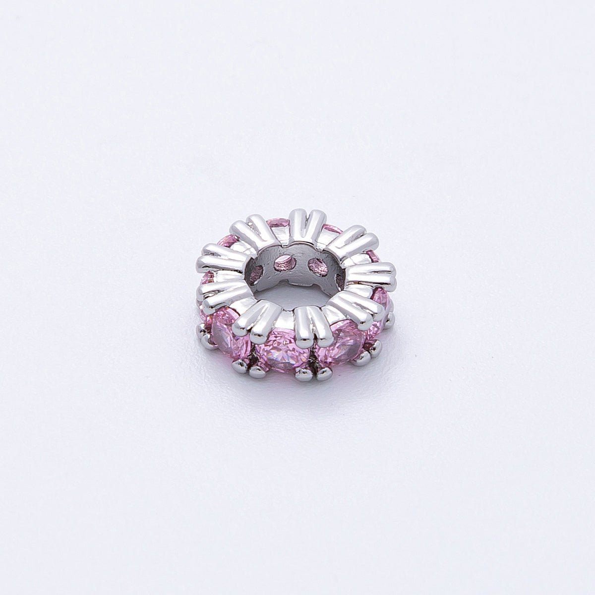 11mm Birthstone Micro Paved CZ Personalized Rondelle Spacer Set | Beads-00052 ~ Beads-00063