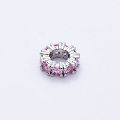 11mm Birthstone Micro Paved CZ Personalized Rondelle Spacer Set | Beads-00052 ~ Beads-00063