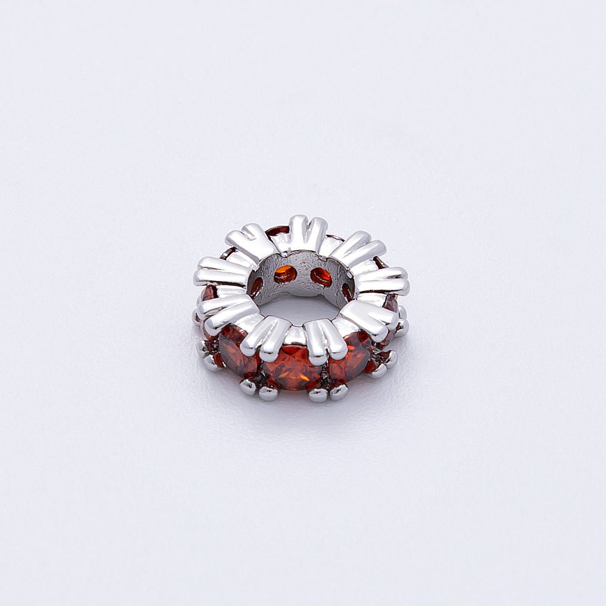 11mm Birthstone Micro Paved CZ Personalized Rondelle Spacer Set | Beads-00052 ~ Beads-00063
