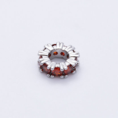 11mm Birthstone Micro Paved CZ Personalized Rondelle Spacer Set | Beads-00052 ~ Beads-00063