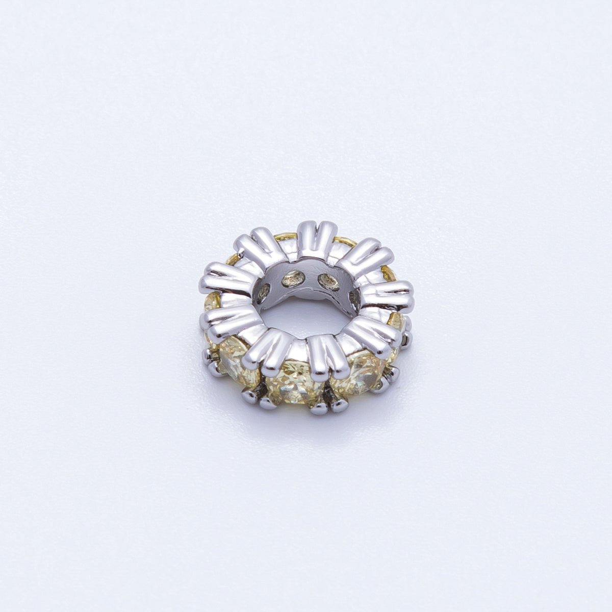 11mm Birthstone Micro Paved CZ Personalized Rondelle Spacer Set | Beads-00052 ~ Beads-00063