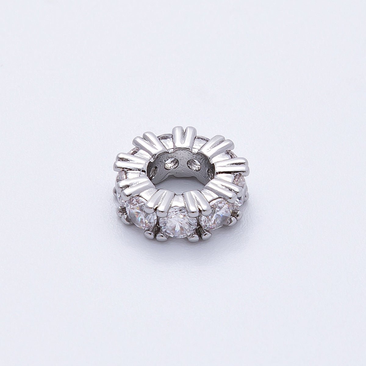 11mm Birthstone Micro Paved CZ Personalized Rondelle Spacer Set | Beads-00052 ~ Beads-00063