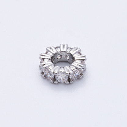 11mm Birthstone Micro Paved CZ Personalized Rondelle Spacer Set | Beads-00052 ~ Beads-00063
