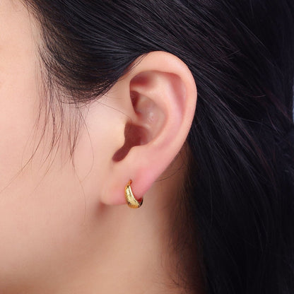 11mm Hammered Textured Dome Everyday Gold Huggie Earrings | AB121