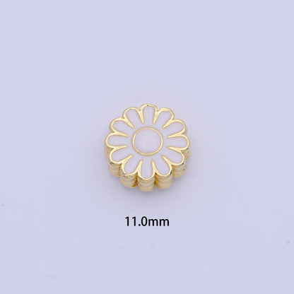 11mm White Enamel Daisy Flower Gold Filled Art Jewelry Making Beads | B-150