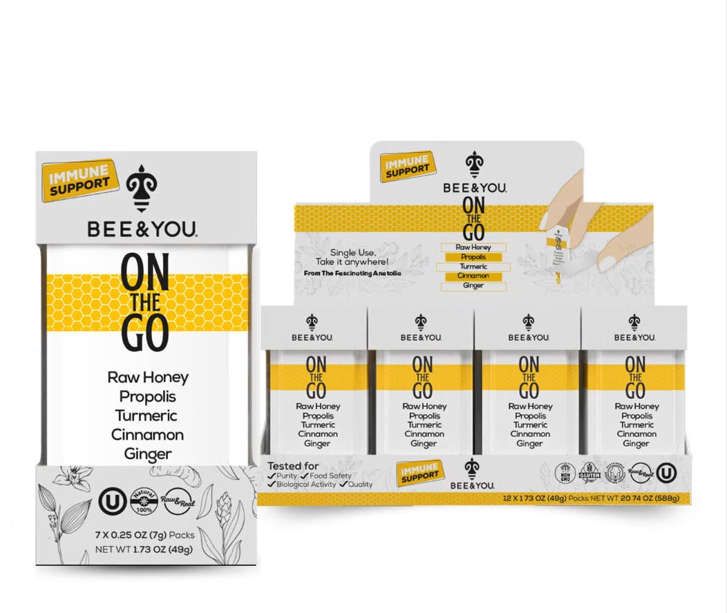 Bee &amp; You On the Go Immunity Honey Packets, 1.73 oz (12 Boxes of 7 Packets)
