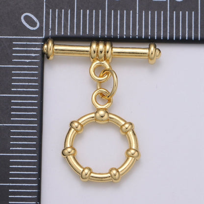 12 mm 24K Gold Buoy Toggle Clasp with jump ring Ship Wheel Clasp Ring, Charm Holder Clasp for Connector, Wristlet Holder L-143