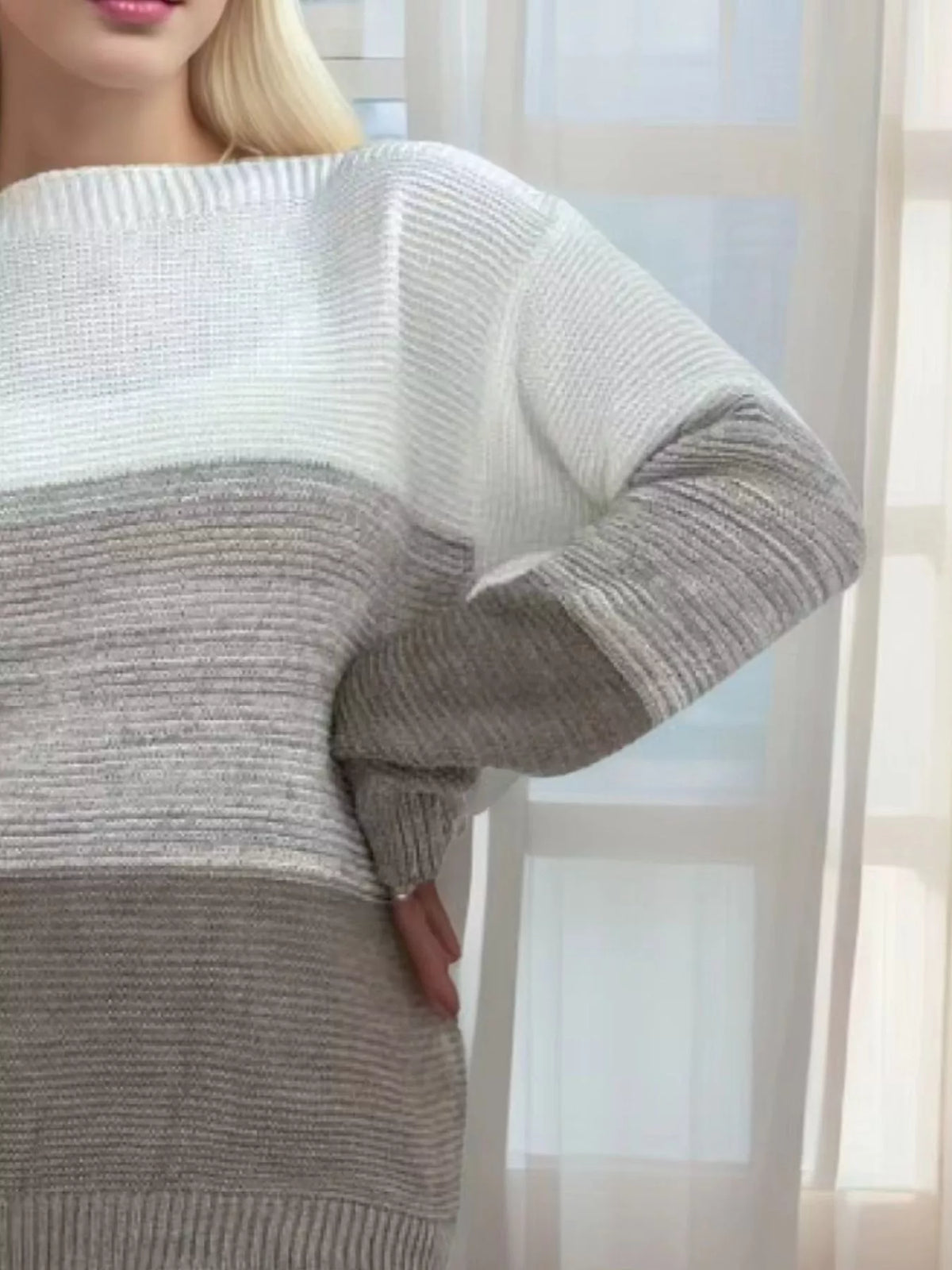 Color Block Long Sleeve Sweater