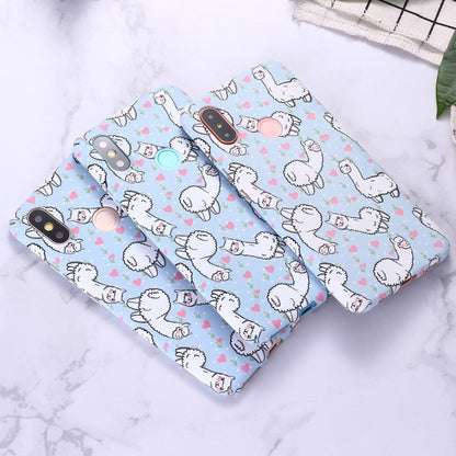 Cute Alpaca Water Sticker Frosted Phone Case