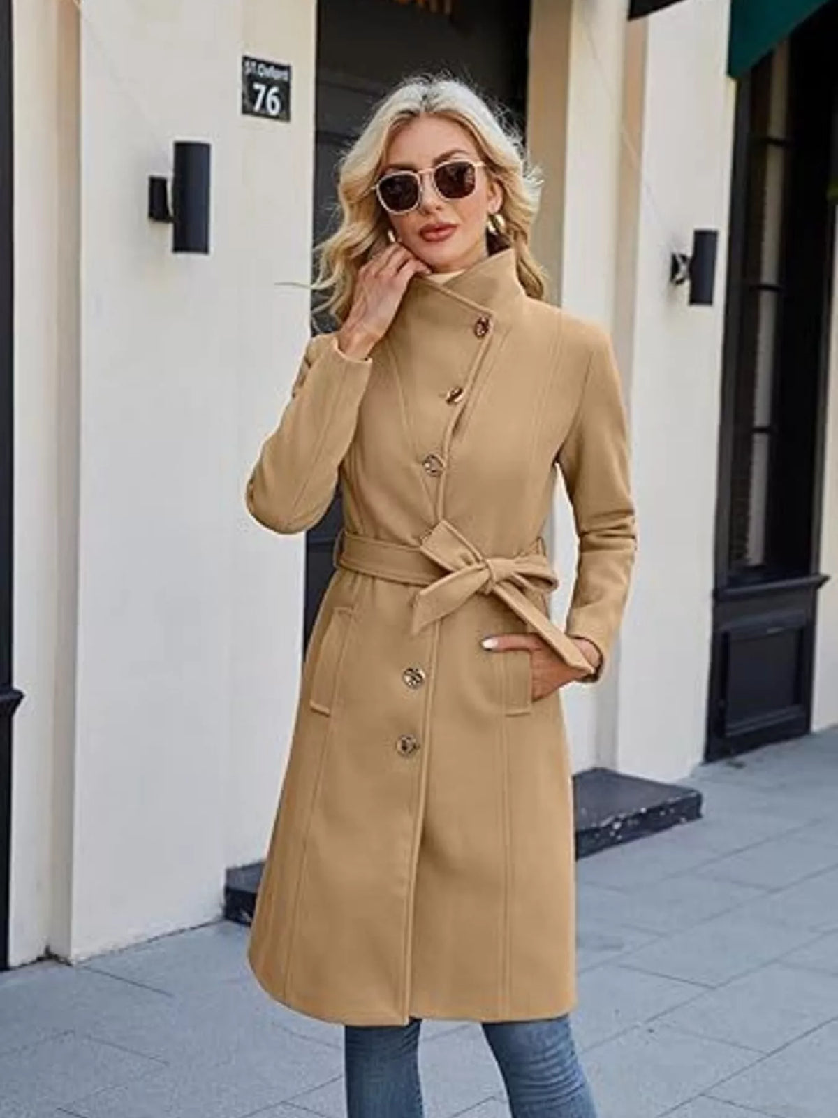 Single-Breasted Collared Neck Overcoat