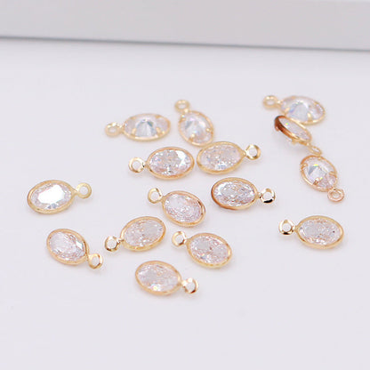 Geometric Zircon Bezel Set Pendant - Gold Plated Color Retention Charm for DIY Earring Jewelry Making Accessories